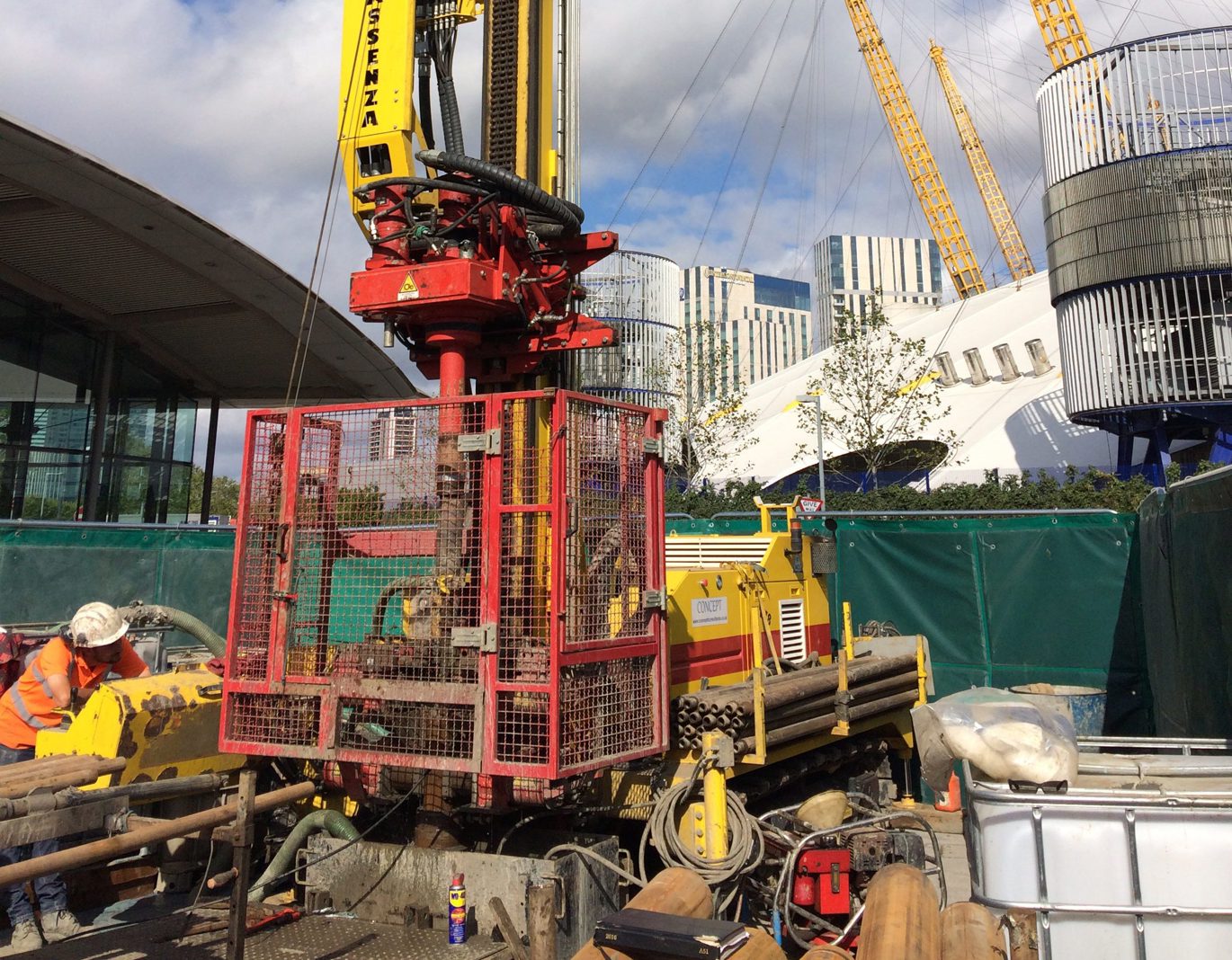 Rotary rig set up on site in Central London Rotary rig set up on site in Central London